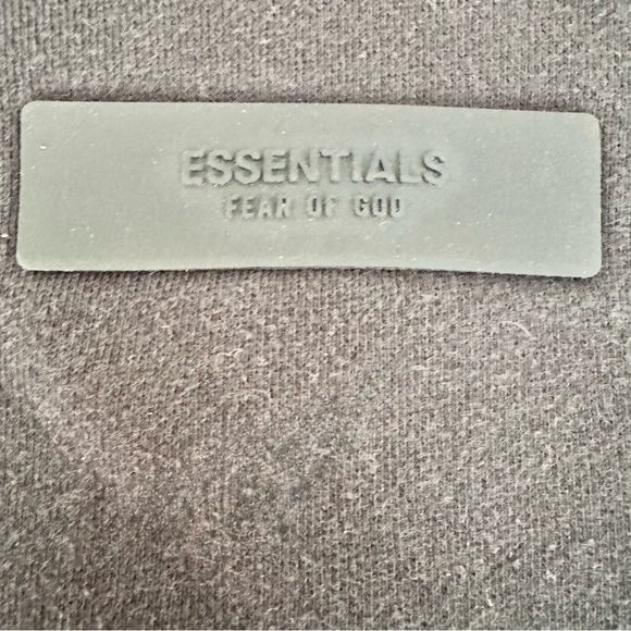 Fear of God Essentials black rubber patch oversized hoodie cotton sweatshirt - Picture 6 of 6